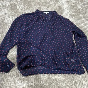 Maurice’s sheer denim top with floral print- 1085